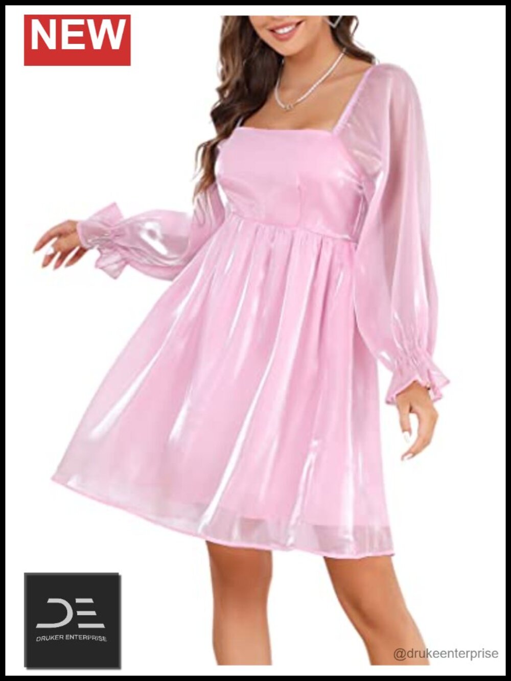 Plus Size Tulle Babydoll Mini Dress Square Neck Puff Sleeve Mesh Cocktail Party